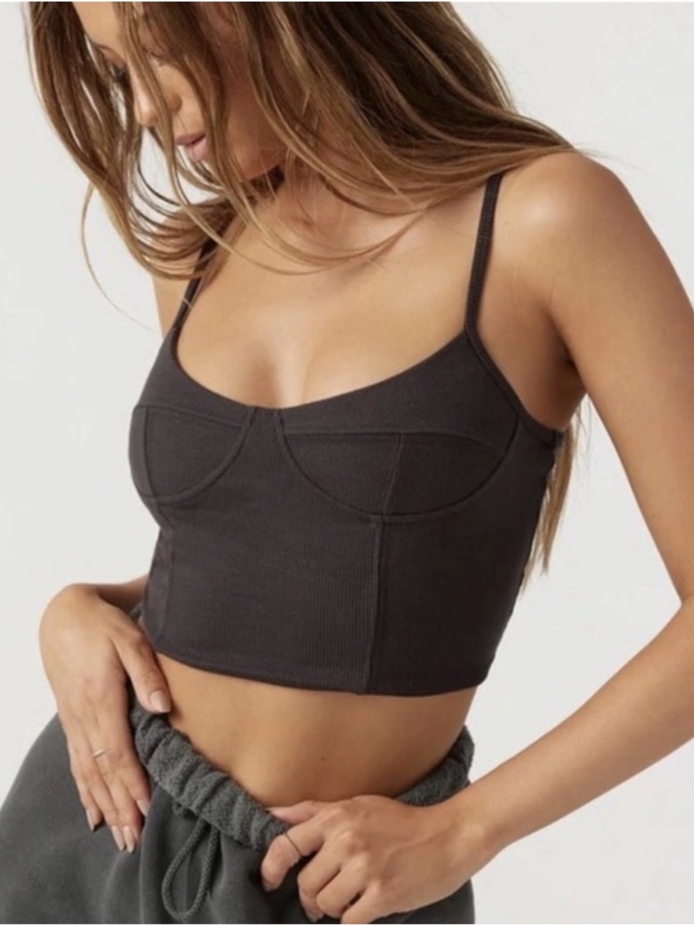 Joah Brown Seamed Corset Cami Black FlexRib